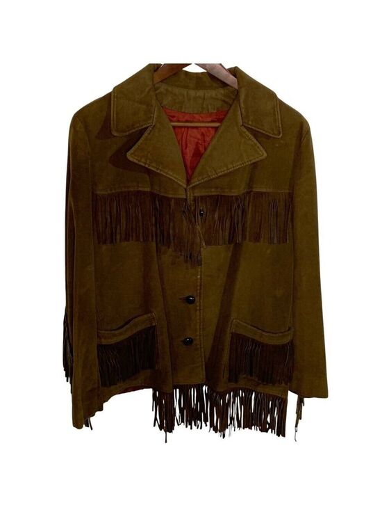 Vintage Jackets & Blazers - Western vintage brown jacket microsuede with real suede fringe sz 14